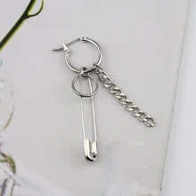 Jisensp, новинка, нержавеющая сталь, безопасная булавка, Геометрическая цепочка, панк серьги, серьги-гвоздики неправильной формы для женщин и мужчин, модное ювелирное изделие