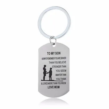 

12PC/Lot Military Stainless Steel Keychain Family Keyring Mothers Mum Mom Love Son Jewelry Boys Children Kids Inspirational Gift