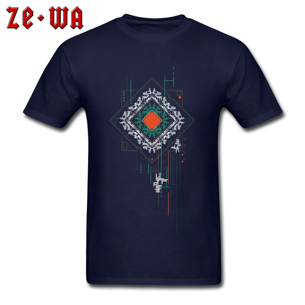 CPU geometric programmer art Casual Summer Cotton O-Neck Man Tops T Shirt Custom Sweatshirts Hot Sale Short Sleeve T Shirt CPU geometric programmer art navy