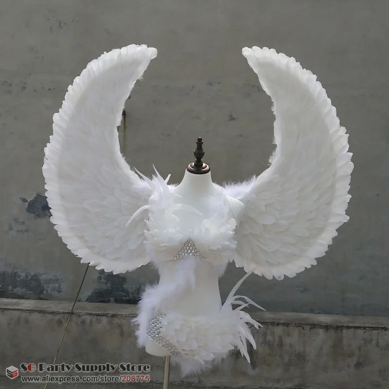 

Costume white angel feather wings for Cosplay Wedding Party splays photography Game fit for adult and children EMS free shipping