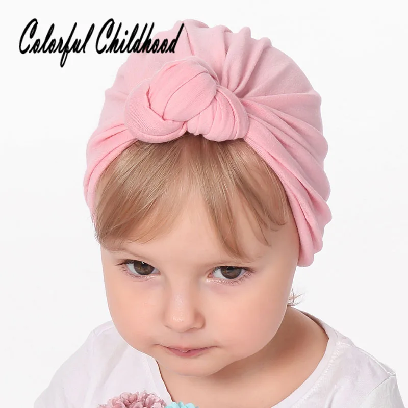 Unisex Baby Turban Hat Pure Color Set Head Cap India Style Infant