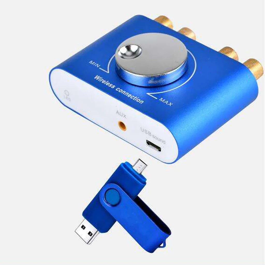 Latest Mini Bluetooth 2.0 Digital Amplifier Hifi Stereo Home Audio Power AMP 60W+60W DC 12V Bluetooth 4.2 Connection Blue