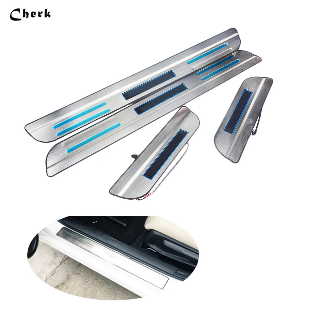 

4pcs Car Accessories For Honda Civic LED Scuff Plate Door Sill Covers Stainless steel Door Sills Protector Free Shipping