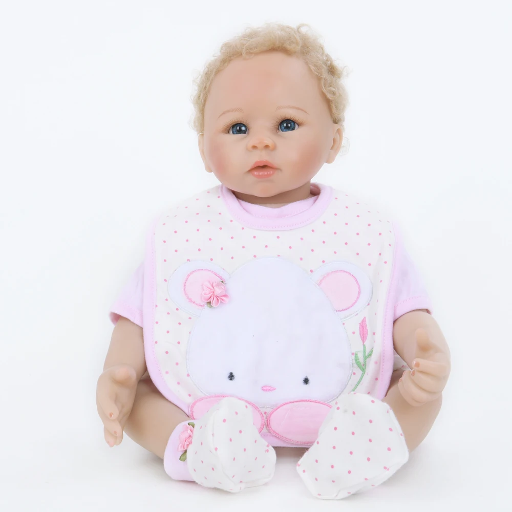 

22 inch 55cm Curly Curved Hair Cotton Body Reborn Baby Doll Simulation Early Education Dolls Kids Bedtime Playmate Xmas Gift