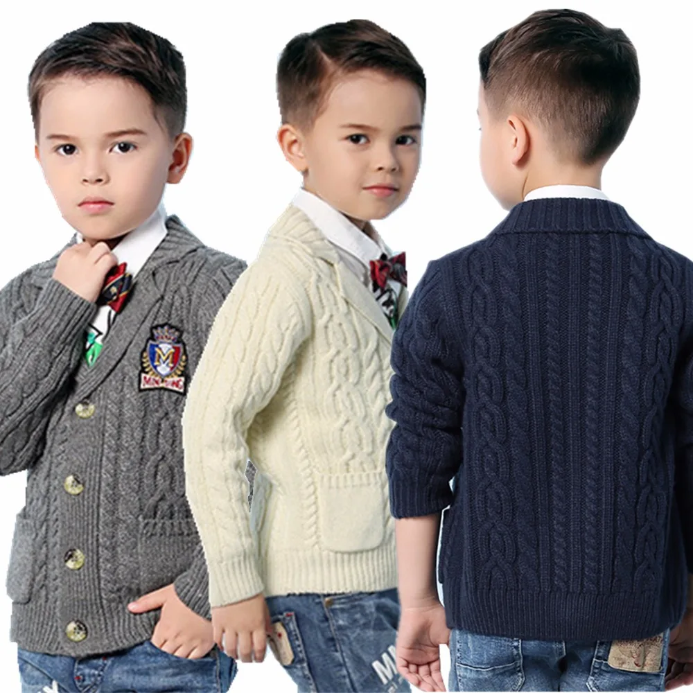 Spring Boys Cable Knit Sweater Cardigans Winter Thicken Kids Knitwear Coats Turn-Down Collar Children's Jackets Grey Black White Spring Boys Cable Knit Sweater Cardigans Winter Thicken Kids Knitwear Coats Turn-Down Collar Children's Jackets Grey Black White