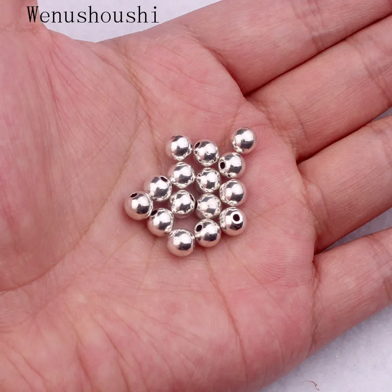 

30pcs/lot Jewelry Findings Diy 6mm Silver Tone Metal Beads Smooth Ball Spacer Beads For Jewelry Making di098