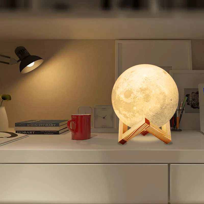  Dropshipping 3D Print Moon lamp LED Night light 20CM 18CM 15CM USB Moonlight 2 Color Changeable Tou - 32866077134