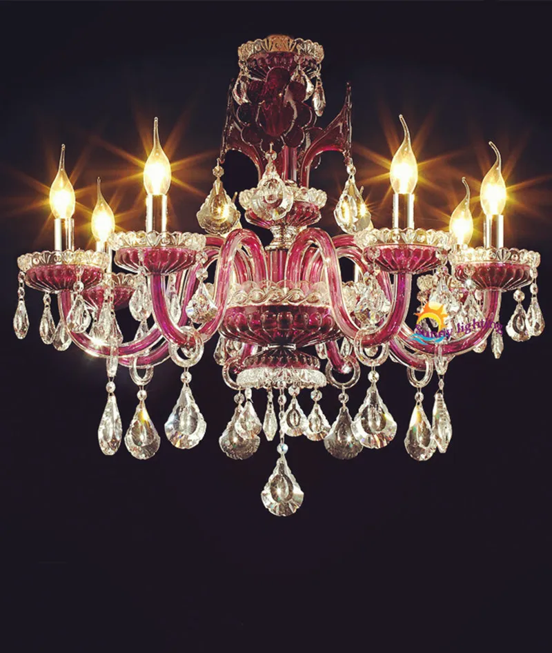 Кафе Античный фиолетовый люстра стекла кристалл лампы люстры de cristal Цвет детская