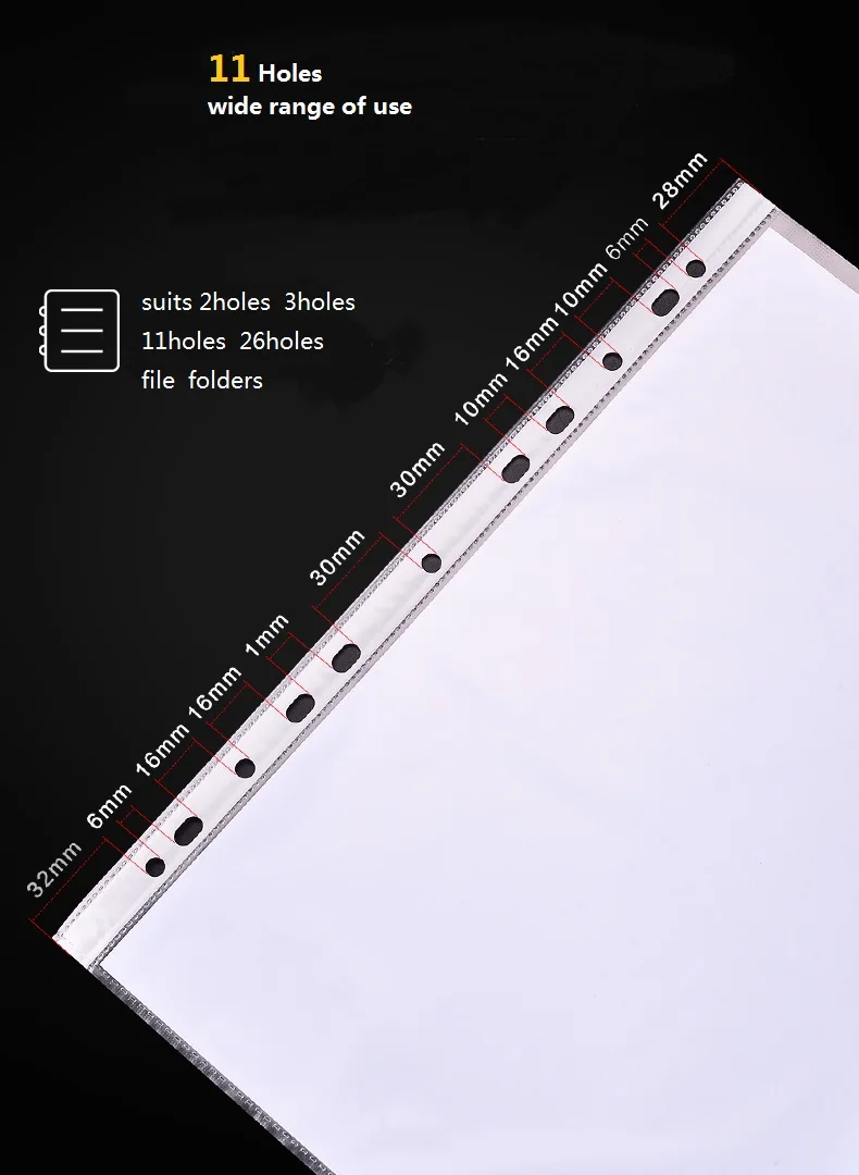100 шт полипропиленовый прозрачный спиральный пакет для файлов для папки-связывания, коллекция для документов, свободный лист, 11 отверстий, наполнение вещами, Товары для офиса