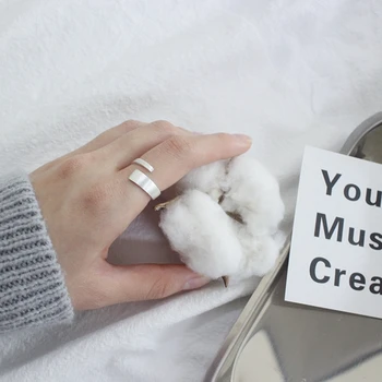 

LouLeur 925 sterling silver Gradient line face open rings silver simple design wild elegant chic female rings 925 silver jewelry