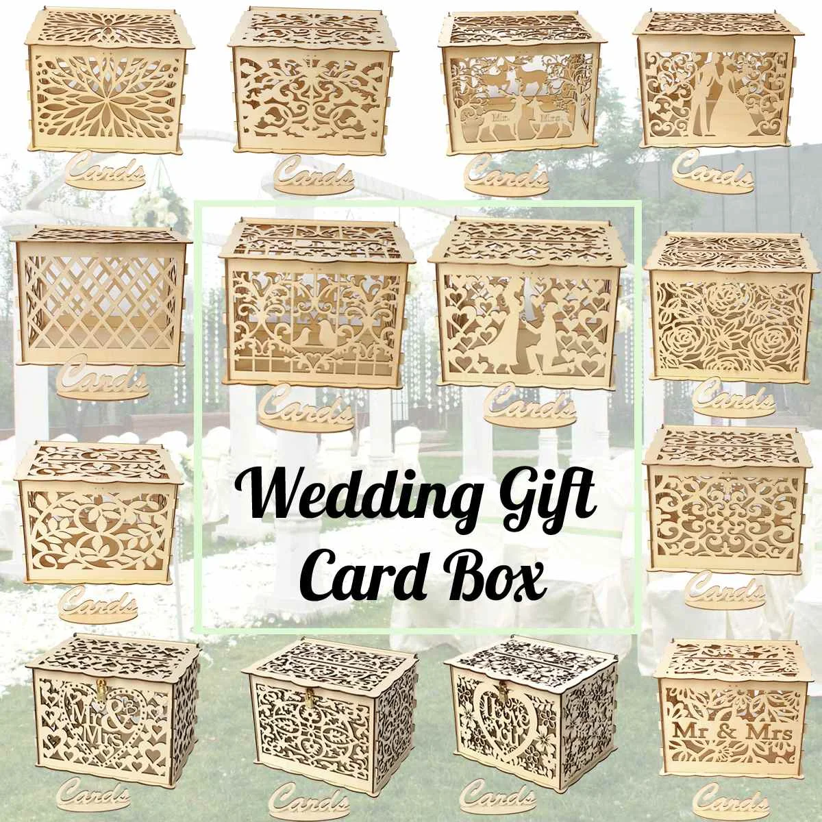 14 Types Diy Wedding Gift Card Box Wooden Money Box With Lock And