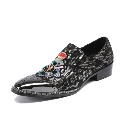 Zapatos Formales Cuero De Boda Primavera Hierro Genuino Toro Bloque Negocios Cabeza La Hombres Los Casual Tallado Otoño Bajo Hpqw11