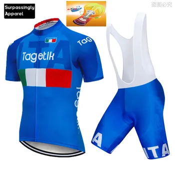 

2019 Pro UCI ITALIA Team Cycling Clothing Blue Bike Jersey Ropa Men MTB Bicycle Summer Tops Cycling Jersey Sets Short Sleeve 16D
