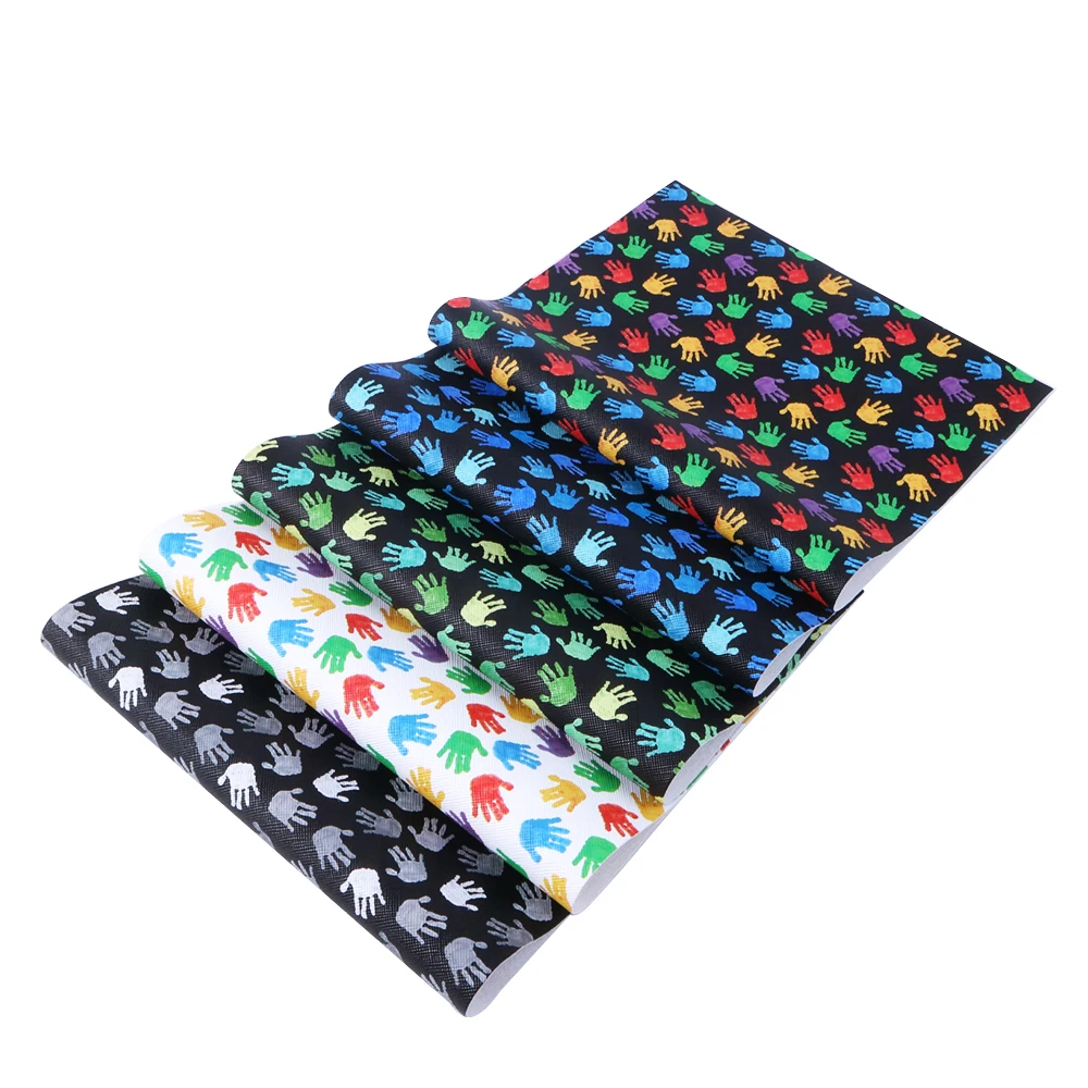 

david angie 20*34cm Autism awareness vinyl Faux Artificial Synthetic Leather DIY Sewing Garment bags knot-bow,1Yc4745