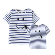 Mommy&Me Outfits Clothing Girl Shirts Tops Family Shirt Clothes Mother and Daughter Striped Smile Face Matching Clothes 2-7T
