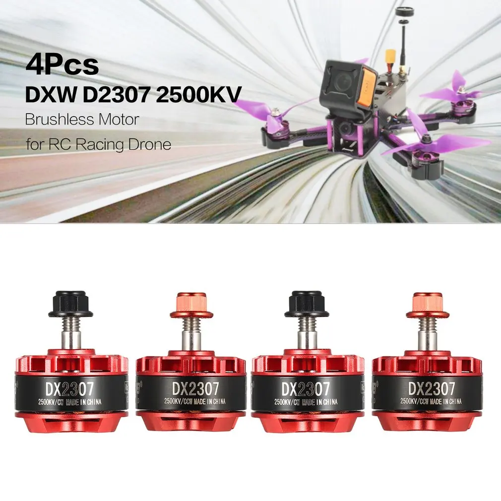 4 шт. DXW D2307 2500KV 2-4 S CW/CCW 5 мм бесщеточный двигатель для RC гоночный Дрон Мультикоптер 9045 пропеллер