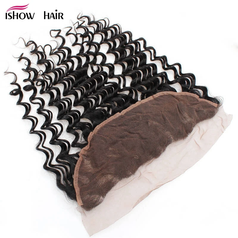 Ishow Deep Wave Frontal Closure Pre Plucked 13*4 Ear To Ear Lace Closure Peruvian Hair Lace Frontal Closure Non Remy Human Hair Ishow Deep Wave Frontal Closure Pre Plucked 13*4 Ear To Ear Lace Closure Peruvian Hair Lace Frontal Closure Non Remy Human Hair