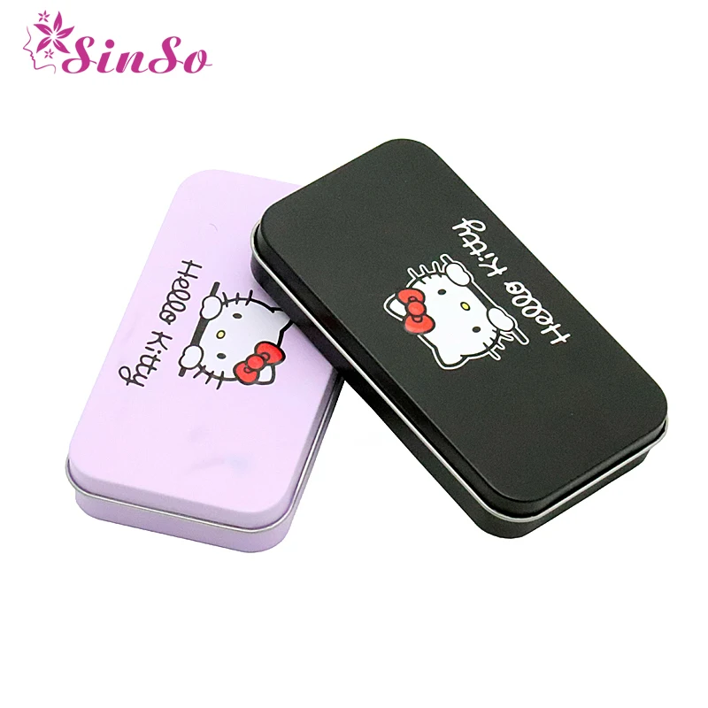 

1/7pcs/Set Mini Hello Kitty Makeup Brush Set Kit For Powder Eyelashes Face Foundation Metal Box included Traveling Kit Brush