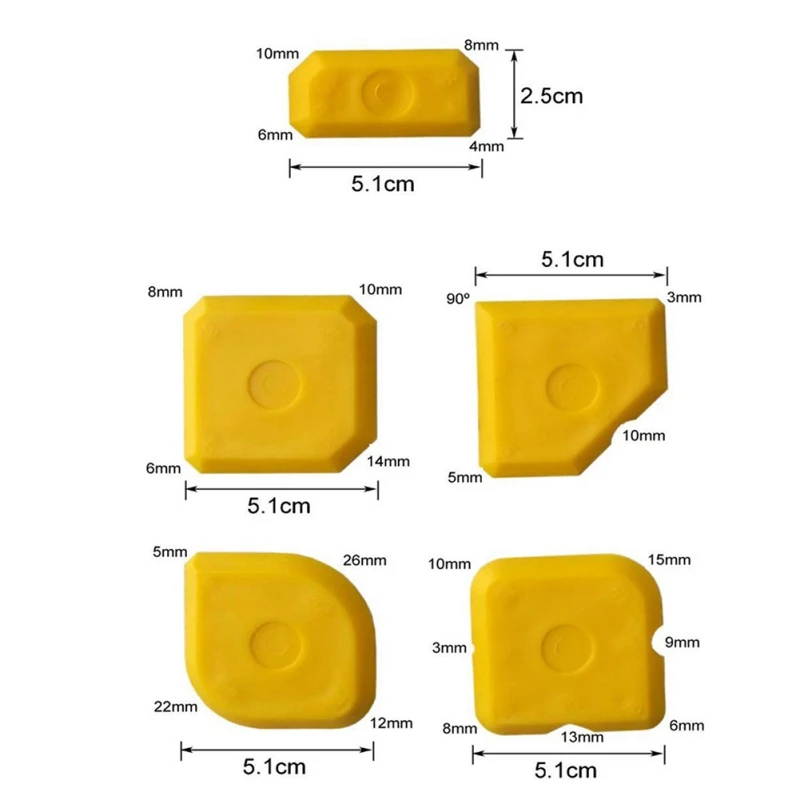 5 шт. набор желтых пластиковых скребок Инструмент для скребка набор инструментов для герметизации клея цементного стекла клей домашний