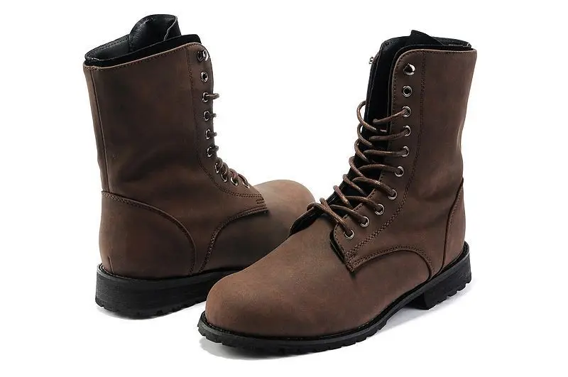 2017 Lacing Retro Martin Army Boots Spring Autumn Fashion High Top Men Boots Man Made PU