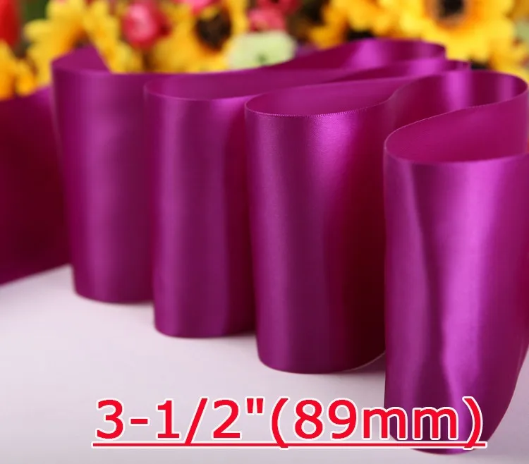 [IuBuFiGo] 3-1/"(89 мм) двусторонняя атласная лента для свадьбы 100 Ярд/рулон