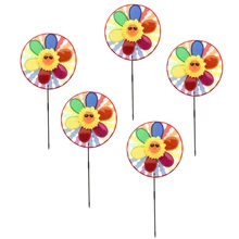 5 шт. двухколесные ветряные мельницы со смайликом, Цветочная крутящаяся игрушка для детей, наружный Декор двора, вечерние сувениры