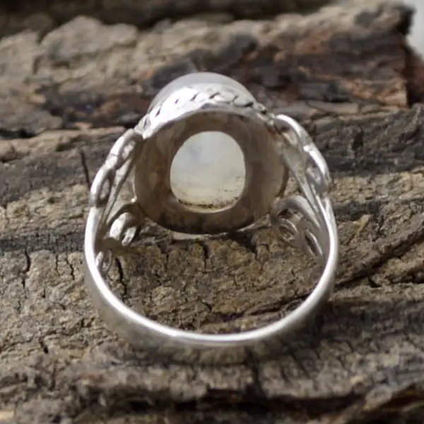 OMHXZJ Европейская мода женские и мужские вечерние подарок на свадьбу серебряный белый овальный лунный камень Taiyin кольцо RR314