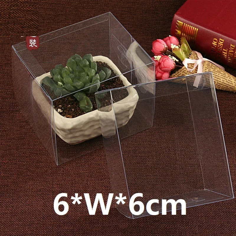 6xWx6cm Square Clear Plastic PVC Boxes Toy Display Box Tea Food Packing