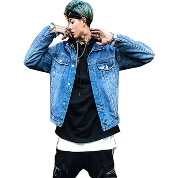 

M--2XL Men Denim Jackets For Men jacket Collar Hip-hop Cotton Outerwear jean jacket Fit Casual With Pockets Coats For Men