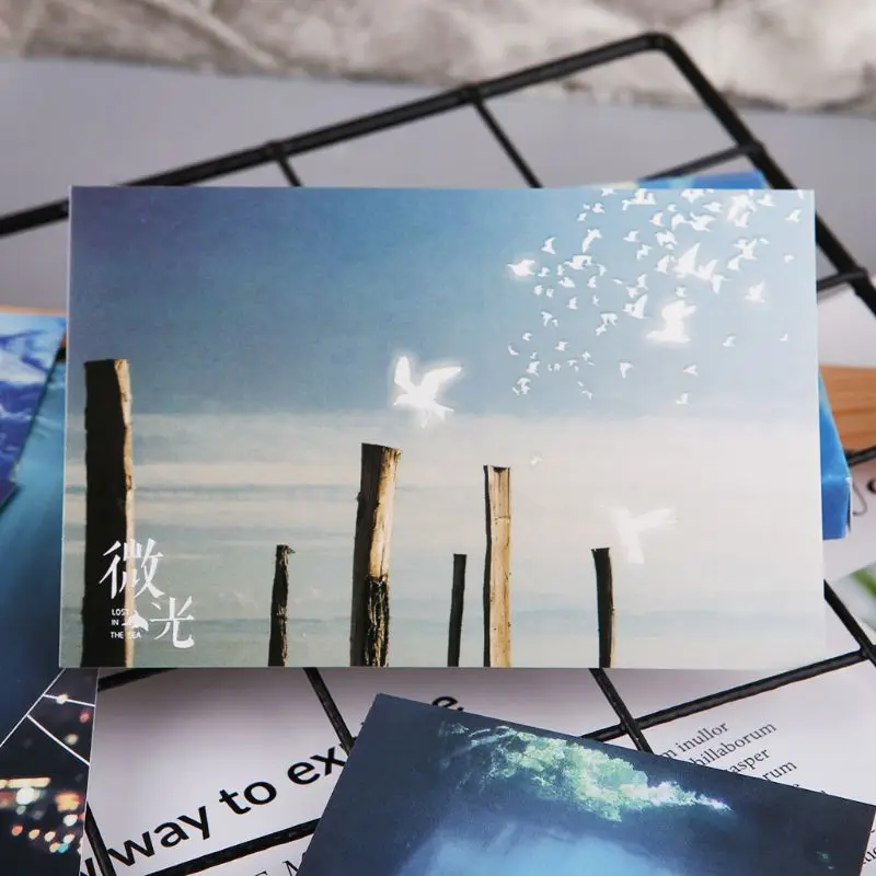 30 шт Винтаж световой Почтовые открытки светится в темноте Ocean поздравительные открытки Новый год Рождественская подарочная карта желаю