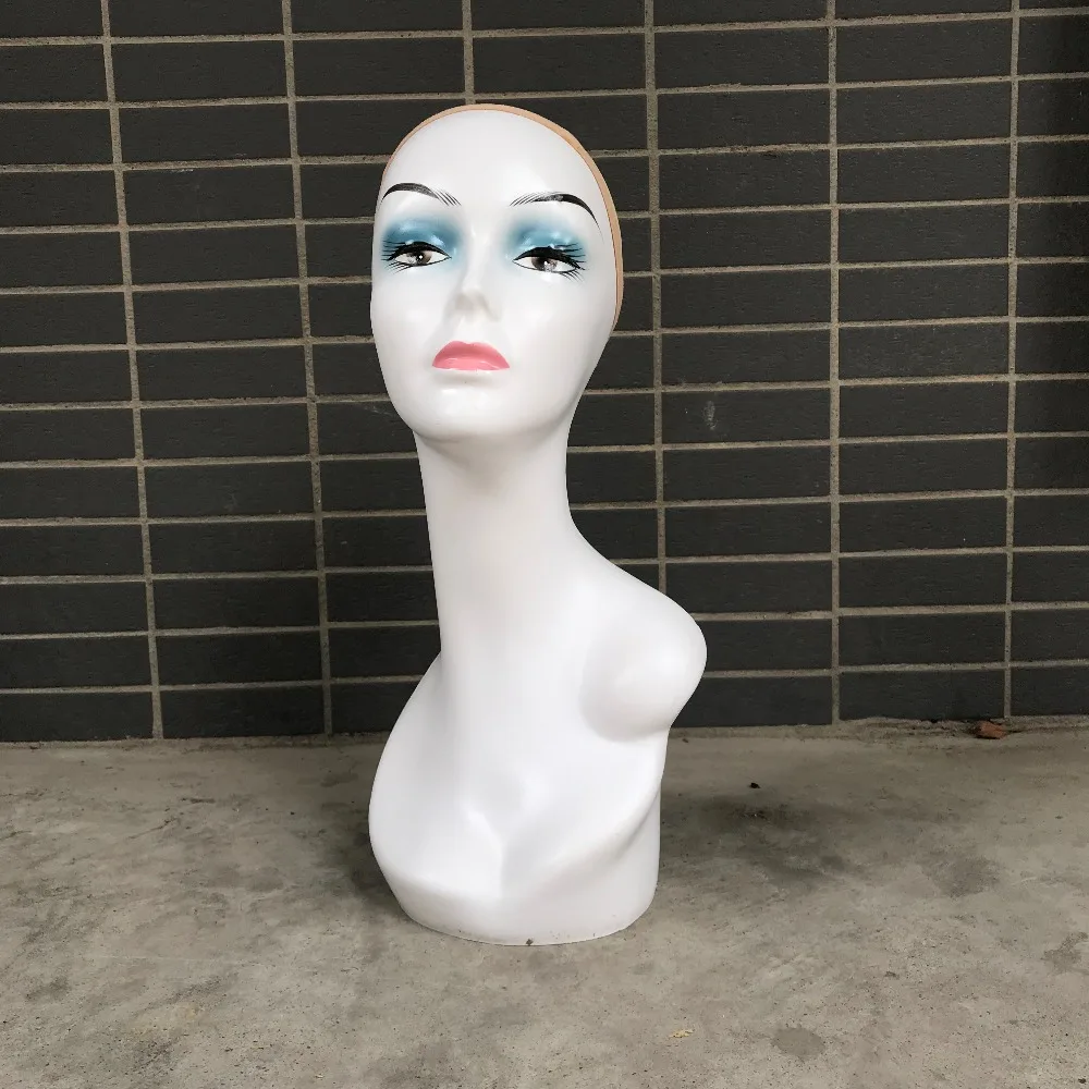Practical White Skin Female Mannequin Head Wig Cap Scarf Display Manikin Head Holder Stand Model (6)