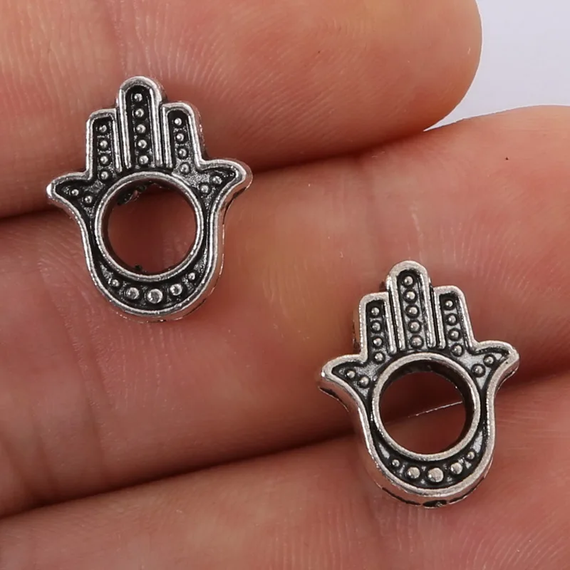 

Free Shipping 6pcs 16*13MM Antique Silver Spacers Beads Alloy Palm Charms Pendant Hole Diameter 5.6mm Jewelry Findings