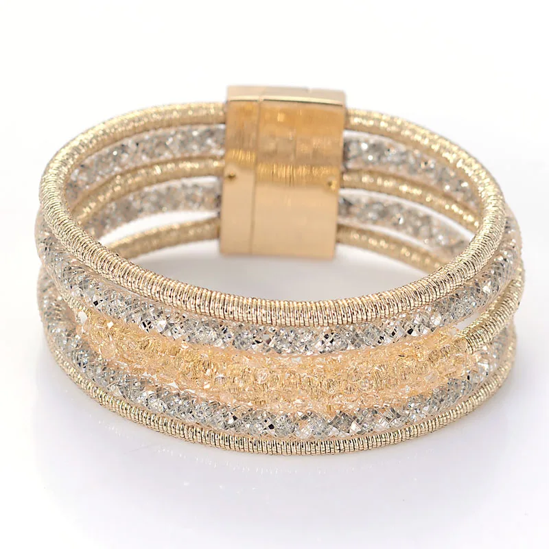 Модный широкий магнитный браслет Melia с кристаллами, многослойные браслеты, ювелирные изделия для женщин и мужчин, подарок для оптовой продажи