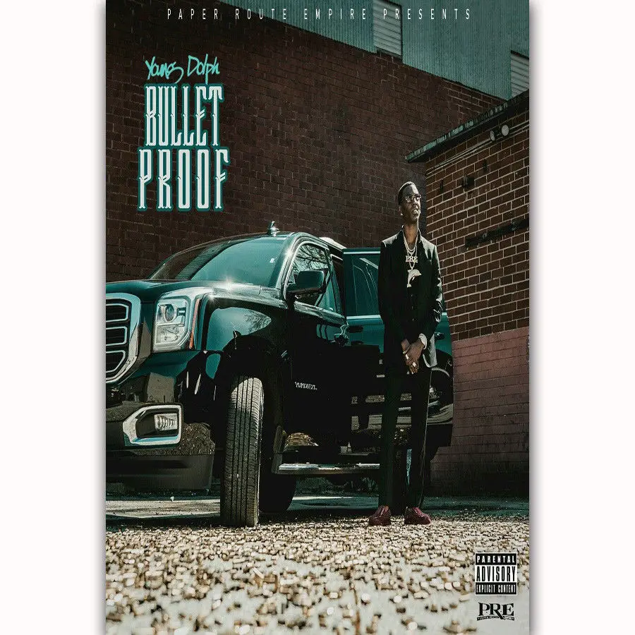 Hot Young Dolph Bulletproof Hip Hop Rap-Silk Art Poster Wall Sicker Decoration Gift