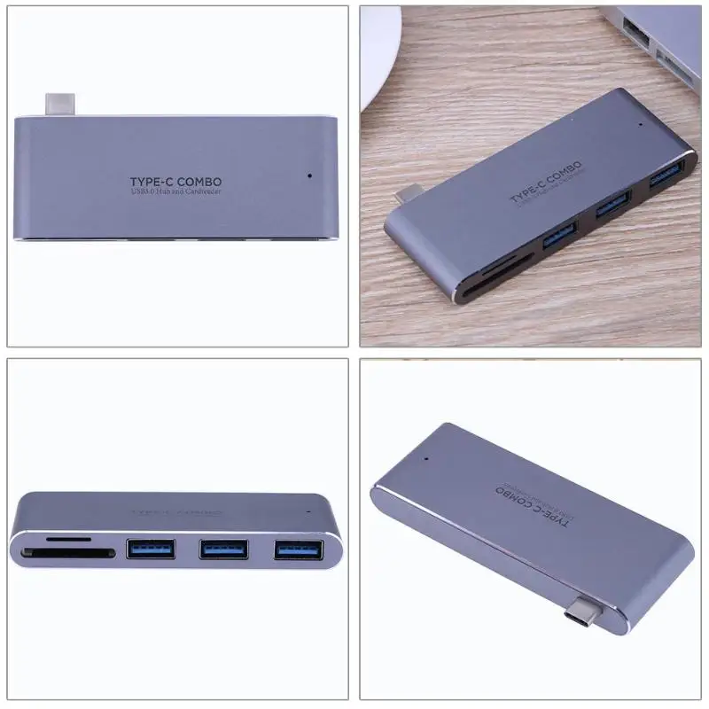 5in1 Тип-C Hub разветвитель USB 3,1 Combo SD/TF Card Reader адаптер кардридер памяти для Macbook телефон ноутбук Тетрадь Tablet PC