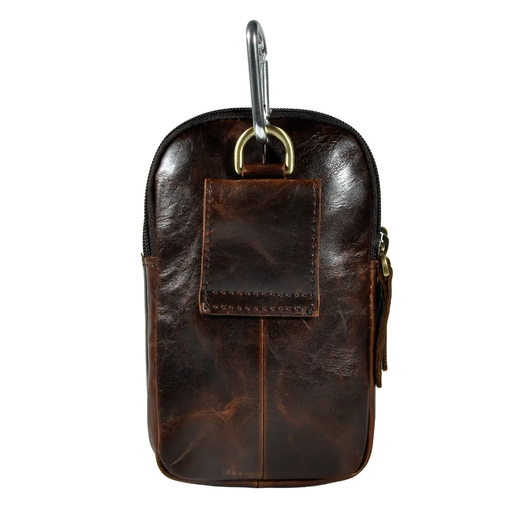 Design Men Original Leather Small Travel Summer Pouch Hook Belt Waist Pack Bag Fashion Male Cigarette Case 6