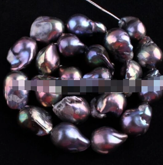 

xiuli 000719 15-20MM FREEFPRM NATURAL BLACK FRESHWATER PEARL LOOSE BEADS STRAND 15