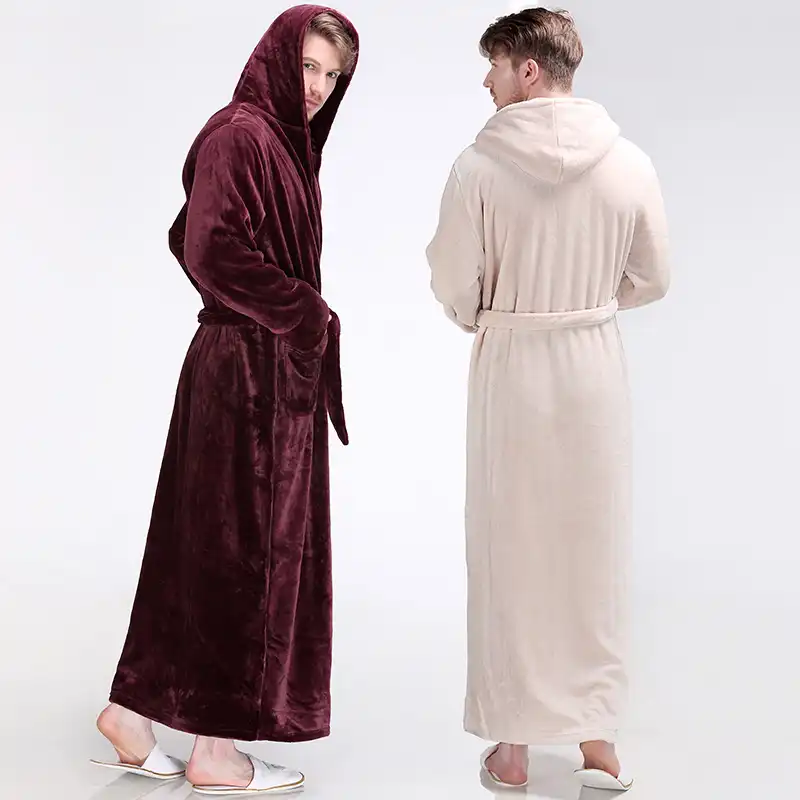 extra long dressing gown with hood