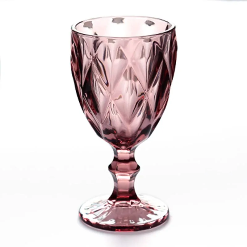 Vintage embossed red wine glass glass goblet creative wine glass home juice cup drinking cup large 2 - Color: G