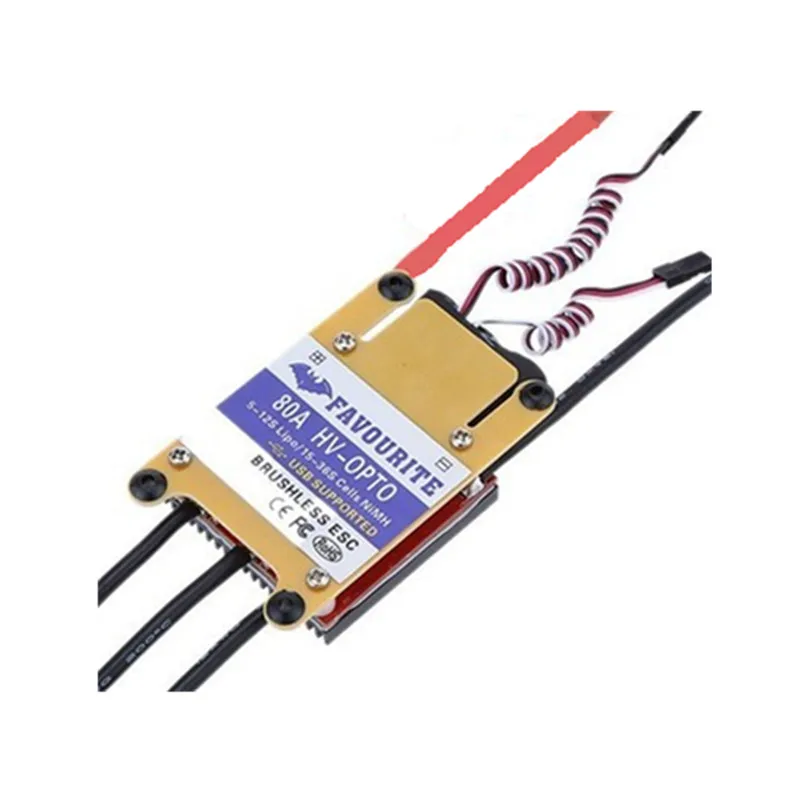 

Favourite FVT HV-OPTO 80A / 120A 5-12S Brushless ESC USB Supported for RC Airplane Aircraft Fixed Wing RC Models Part Accs