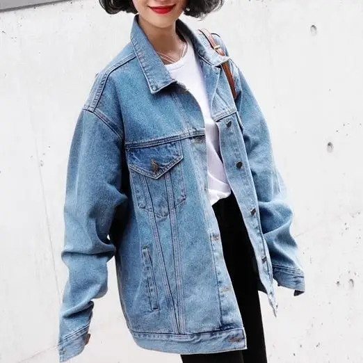 Демисезонные джинсовые куртки для женщин с длинным рукавом|jeans jacket women|jacket womenjeans