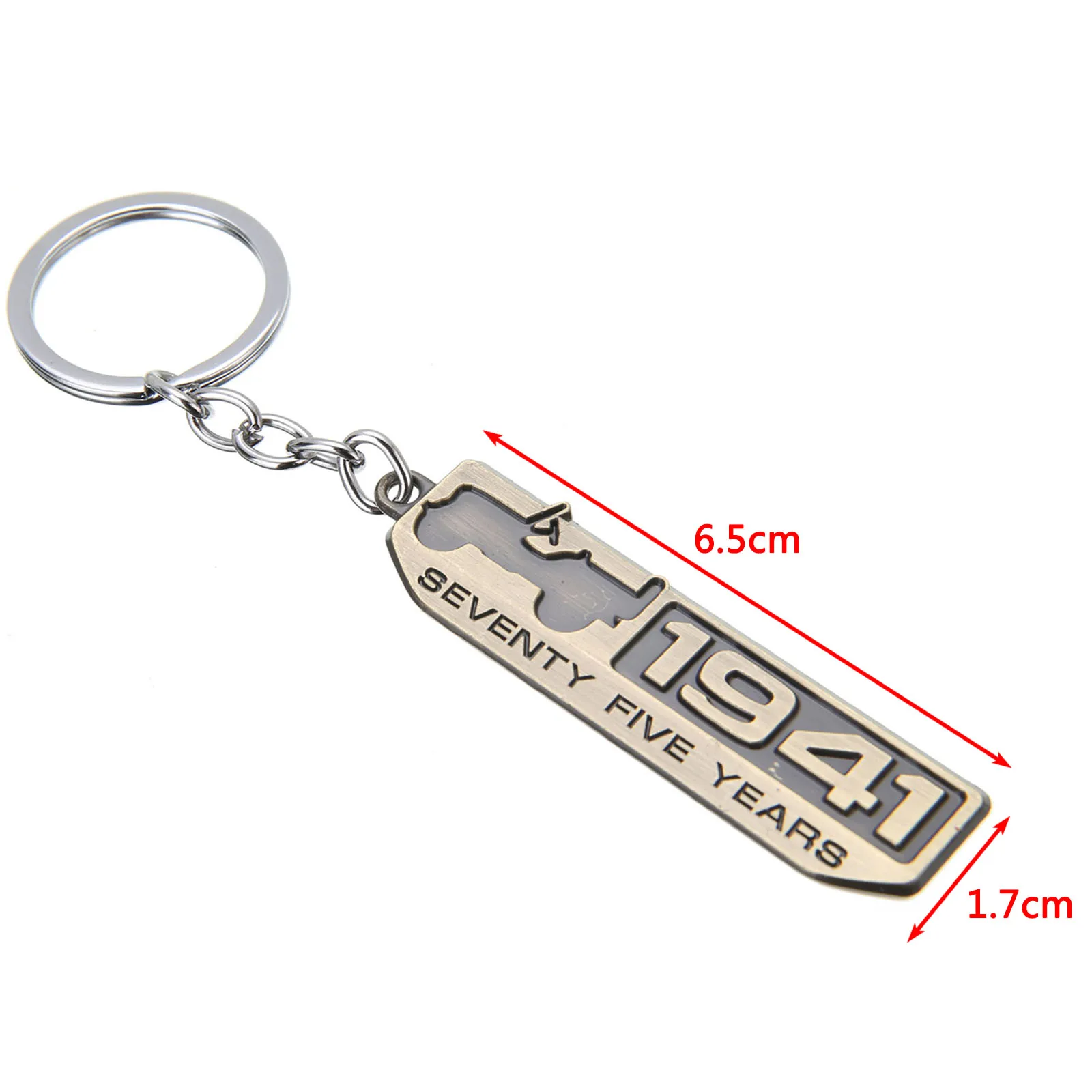 1pc Car Metal Cool Key Ring SEVENTY FIVE YEARS 1941 Keychain Key Ring Keyfob For Car Jeep Keyring Accessory