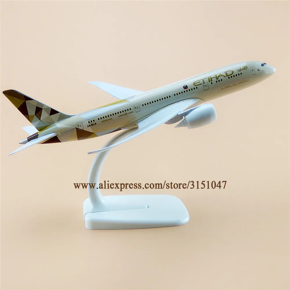 Сплав металла Air ETIHAD Airlines B787 модель самолета ETIHAD Boeing 787 Airways модель самолета Стенд самолета подарки 20 см