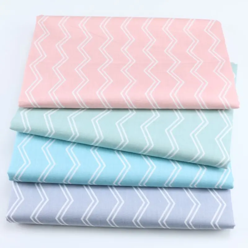 160cm 50cm Cotton Pink Green Blue Gray Double Line White Chevron