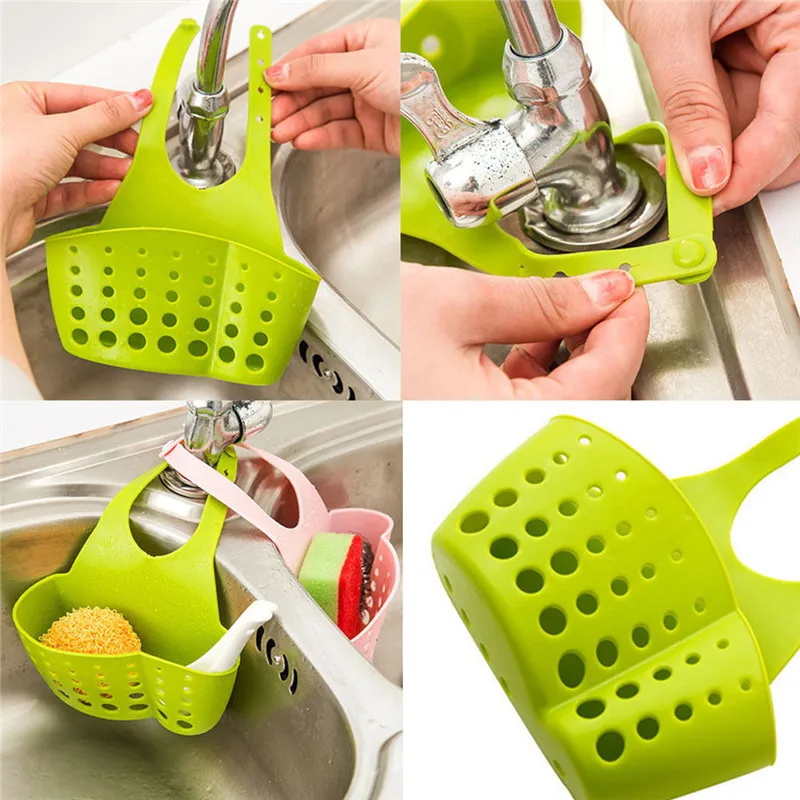 

ISHOWTIENDA Portable Home Kitchen Hanging Drain Bag Basket Bath Storage Tools Sink Holder 2019 Sponge Dish Washing Drain Basket