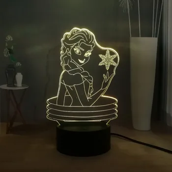 

LED Bedside Night Light 3D Cute Cartoon Elsa Princess Ice Queen Girl Head RGB Multicolor Novelty Atmosphere Light Child Gift