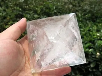 

1.28lb Clear Quartz Natural crystal pyramid Carving