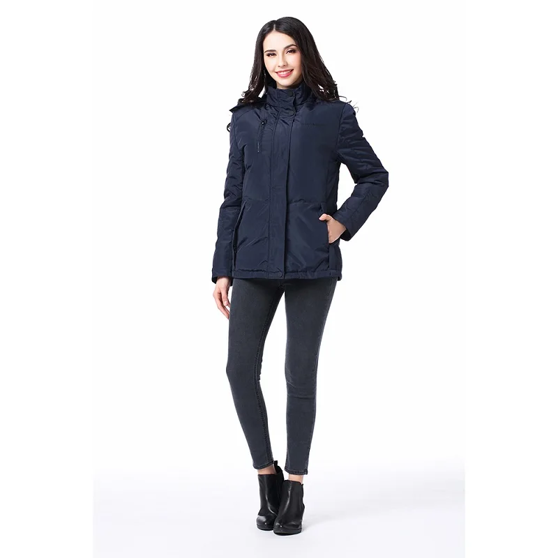 

Four size optional outdoor waterproof plain design quickly warm up women heated jacket