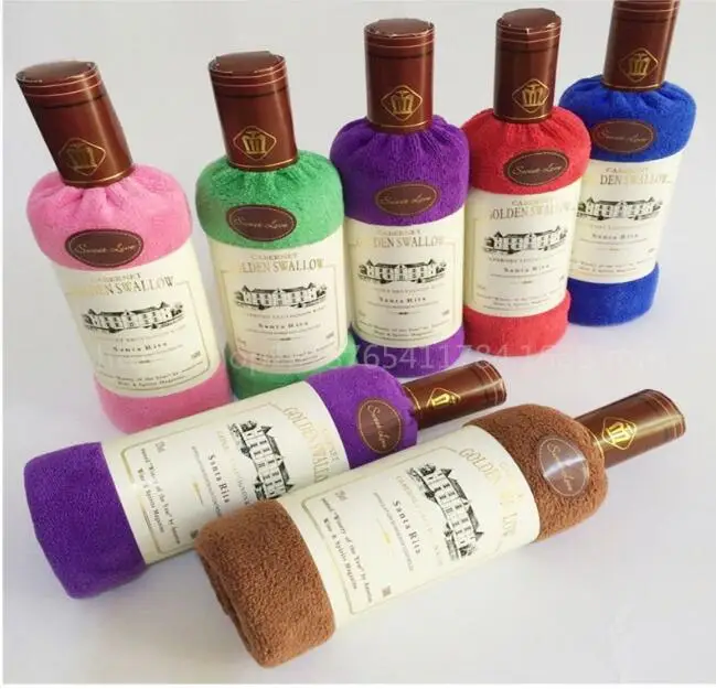 100 pieces Red Wine Bottle Shape Washcloth Towel Bath Shower Face Soft