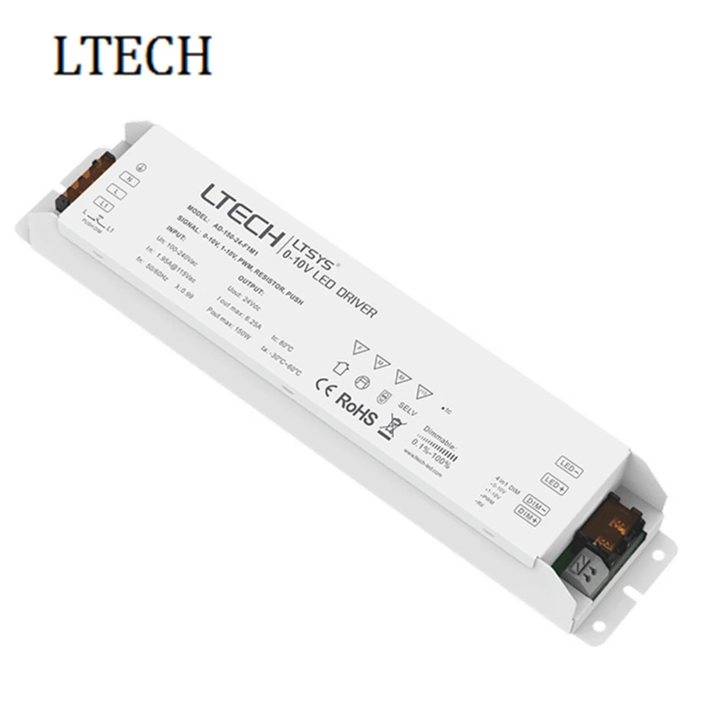

LTECH CV Led Dimming Driver AD-150-12-F1M1/AD-150-24-F1M1 AC100V - 240V Input DC 12V 12.5A 150W Output for Lights